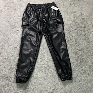 Madden Girl Black Faux Leather Joggers